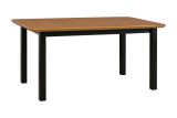 SARMIT dining room table in black/oak, dimensions 80 x 140/180 cm (W x D), table top height of 32 mm, veneered surface, beautiful grain