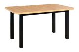 ROTE dining room table in black/oak stained, rounded look, dimensions 80 x 140/220 cm (W x D), table top height of 32 mm, sturdy wooden legs