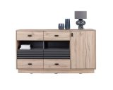 Sideboard with ample storage space Niel 08, color: oak / anthracite - Dimensions: 85 x 155 x 40 cm (H x W x D)