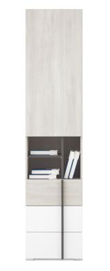 Narrow shelf in the modern design Schilde 03, color: oak white / white / anthracite - dimensions: 195 x 45 x 43 cm (H x W x D)