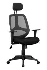 Desk chair with headrest Apolo 35, color: black, with breathable mesh cover