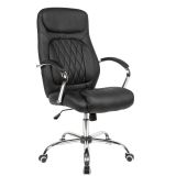 Comfortable swivel chair Apolo 108, color: black / chrome, with hard-wearing imitation leather cover