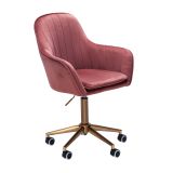 Design swivel chair Apolo 117, color: pink / gold, with pleasantly shaped seat shell for high comfort