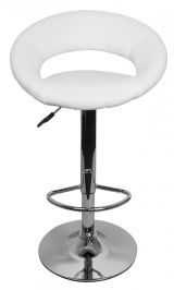 Bar stool with ergonomic seat Apolo 131, color: white / chrome, seat 360° rotatable & height-adjustable