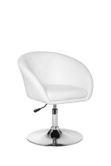 Retro look cocktail chair Apolo 133, color: white / chrome, seat 360° rotatable & height-adjustable