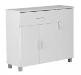 Versatile chest of drawers, color: white / grey - Dimensions: 75 x 90 x 30 cm (H x W x D), with 4 compartments & 1 drawer