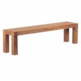 Large bench made of solid acacia wood, Color: Acacia - Dimensions: 45 x 180 x 35 cm (H x W x D), Handmade