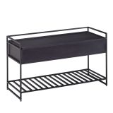 Bench with storage space made of solid mango wood, color: black - Dimensions: 52 x 90 x 38 cm (H x W x D)