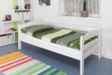 Single bed "Easy Premium Line" K1/n/s, solid beech wood, white lacquered - Dimensions: 90 x 200 cm