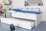 Children's bed / youth bed "Easy Premium Line" K1/1h incl. 2nd berth and 2 cover panels, 90 x 200 cm solid beech wood, white lacquered