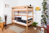 Children's bed Thomas bunk bed solid beech wood natural, incl. rolling frame - 90 x 200 cm, divisible