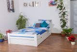 Youth bed "Easy Premium Line" K4, incl. 2 drawers and 1 cover panel, 140 x 200 cm solid beech wood, white lacquered