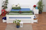 Double bed / functional bed "Easy Premium Line" K6 incl. 4 drawers and 2 cover panels 160 x 200 cm solid beech wood white lacquered