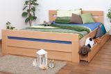 Double bed / functional bed "Easy Premium Line" K6 incl. 2 drawers and 1 cover panel 180 x 200 cm solid beech wood natural