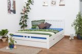 Double bed / youth bed "Easy Premium Line" K8 incl. 2 drawers and 1 cover panel, 180 x 200 cm solid beech wood, white lacquered