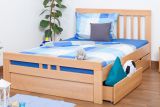 Youth bed "Easy Premium Line" K8 incl. 2 drawers and 1 cover panel, 140 x 200 cm solid beech wood natural