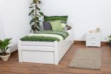Single bed / functional bed "Easy Premium Line" K1/h full incl. 2nd berth and 2 cover panels, 90 x 200 cm solid beech wood, white lacquered