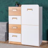 Children's room - Chest of drawers Dennis 06, Colour: Ash / White - Measurements: 100 x 80 x 40 cm (h x w x d)