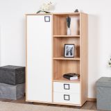 Children's room - Benjamin 26 chest of drawers, color: beech / white - 134 x 86 x 37 cm (H x W x D)