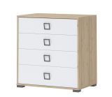 Children's room - Benjamin 06 chest of drawers, color: beech / white - 89 x 84 x 56 cm (H x W x D)