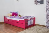 Children's bed / youth bed "Easy Premium Line" K1/1n incl. 2 drawers and 2 cover panels, 90 x 200 cm solid beech wood pink