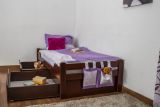 Children's bed / youth bed "Easy Premium Line" K1/1n incl. 2 drawers and 2 cover panels, 90 x 200 cm solid beech wood dark brown 