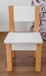 Children's armchair set of 2 Laurenz solid beech wood natural/white - Dimensions: 50 x 28 x 28 cm (H x W x D)