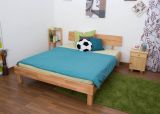 Modern youth bed / solid wood bed Wooden Nature 01, solid oiled beech heartwood, very good workmanship, mattress size 160 x 200 cm, with headboard