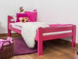 Children's bed / youth bed "Easy Premium Line" K1/2n, solid beech wood pink lacquered - lying surface: 90 x 200 cm
