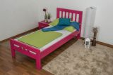 Single bed "Easy Premium Line" K8, solid beech wood, pink lacquered - mattress base: 90 x 200 cm