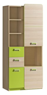 Children's room - Wardrobe Dennis 07, Colour: Ash Green - Measurements: 188 x 80 x 40 cm (h x w x d)