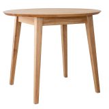 Round table Erdre 07 with 90 cm diameter, table top 2 cm, in oiled oak, solid oak, 90 x 90 x 74.5 cm, aesthetic and minimalist