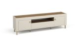 Modern TV cabinet / TV furniture with one open compartment Barbe 24, with two doors, three compartments, color: cashmere, dimensions: 51.5 x 177 x 40 cm, ABS edge protection, one drawer, handles: gold, very durable 