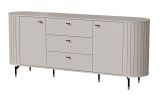 Chest of drawers / sideboard Annelin 04 with 3 drawers, in cashmere, handles and feet made of metal in black gold, 81 x 190 x 40 cm, soft closing system, 4 compartments