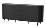 Annelin 12 sideboard with 3 drawers, in black, comfortable metal handles in black gold, 81 x 190 x 40 cm, 4 compartments, equipped with soft close