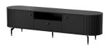 Annelin 13 TV base unit in black with decor strips, 49 x 180 x 40 cm, TV board, with 2 doors, 1 drawer, 3 compartments, 15 cm high feet, 50 mm handles