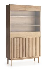 Acrab 07 display cabinet with plenty of storage space, 183 x 106 x 37, glass doors framed in wood, push-to-open, 7 compartments, 4 shelves, glass: 4 mm transparent and toughened