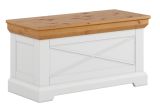 Bresle 11 chest in white / natural with functional lid, 50 x 95 x 42 cm, made of Finnish pine, for entrance hall, bedroom, elegant, classic