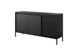 Sideboard / chest of drawers with four compartments Balta 08, color: black, three drawers, push-to-open function, legs: metal, dimensions: 81 x 153.5 x 39.5 cm