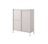 Stylish chest of drawers with three doors Balta 01, color: beige, seven compartments, with push-to-open function, dimensions: 123 x 103.5 x 39.5 cm, ABS edge protection
