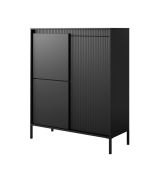 Chest of drawers with stylish Balta 07 front, color: black, push-to-open function, dimensions: 123 x 103 x 39.5 cm, ABS edge protection, legs: metal, seven compartments