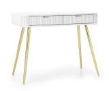 Makreb 22 dressing table in white, 80 x 103 x 49 cm, gold metal legs, soft close system, dressing room, bedroom, ABS, milled fronts