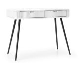 White Makreb 19 dressing table with 2 drawers, 80 x 103 x 49 cm, black metal legs, console table, bedroom, dressing room, soft close