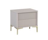 Chabrey 03 bedside cabinet with 2 drawers with push-to-open function, 51.5 x 53.5 x 38 cm, color: beige, metal feet in gold, ABS edge protection 