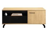 TV base cabinet Riemst 08, Colour: Oak / Black - Measurements: 49 x 120 x 50 cm (H x W x D)