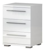 Bedside table Siumu 19, Colour: White / White high gloss - 61 x 45 x 40 cm (h x w x d)