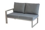 Lounge sofa 2-seater left Lisbon made of aluminum - aluminum color: grey aluminum, fabric color: dark grey