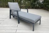 Sun lounger Triest with upholstery & adjustable backrest made of aluminum - Colour: anthracite, Length: 1570 mm, Width: 800 mm, Height: 900 mm, Lounger height: 400 mm