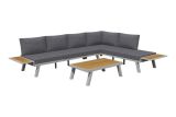 Washington XXL 5-piece aluminum seating group - aluminum color: grey aluminum, fabric color: dark grey