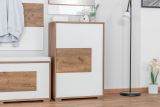 Shoe cabinet Manase 11, color: oak brown / white high gloss - 94 x 63 x 36 cm (H x W x D)